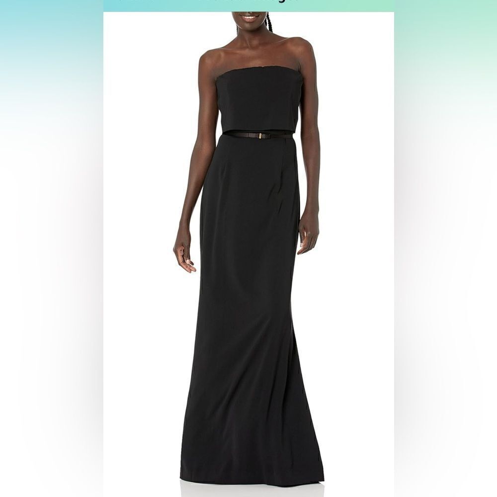Erin Fetherston black gown strapless gold bow front back zip 2